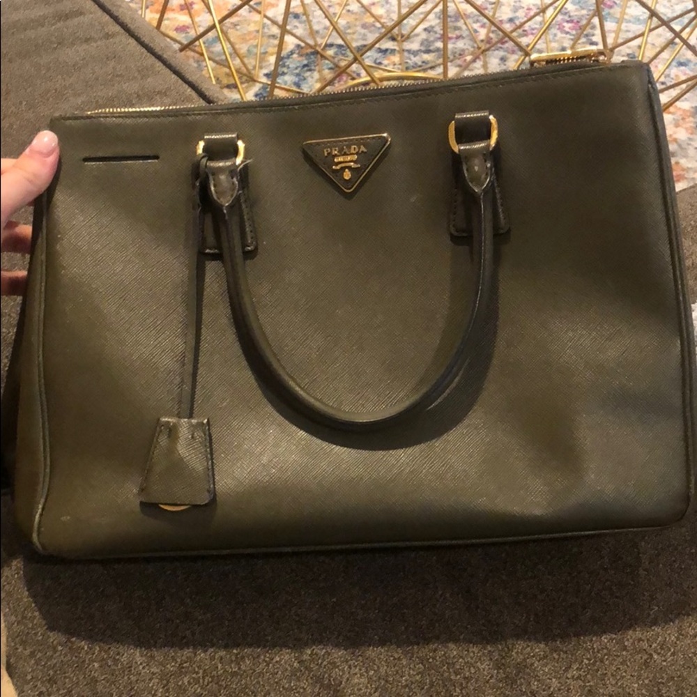 Prada olive green saffiano authentic